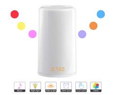 Wake up Light Wecker mit Sunrise Simulation Wecker mit 5 Naturtönen, Touch Control, Nachtlicht mit 3 Helligkeitsstufen, 256-Farben-RGB-Modus für Schlafzimmer, Weihnachtsgeschenk (EU-Stecker)