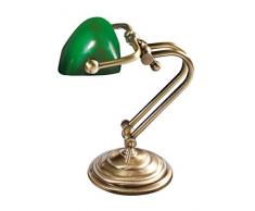 Schreibtischlampe Bronze Echt-Messing Jugendstil E14 LED geeignet Premium Handarbeit Bankerlampe Wohnzimmer