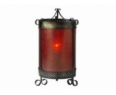 Stimmungsvolle orientalische Tischleuchte mit Kunststoff Lederimitat Casandra 2, rot, E14, max. 40W