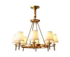 Innen Moderne hängende Beleuchtung, Wohnzimmer Messinglüster Stoffschirm 8 Lichter E14 Edison-Raum-Kunst-Dekor Leuchte for Schlafzimmer Korridor Villa Leuchten Dekoration KaiKai