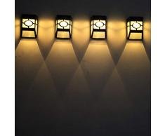 upain Solar-Zaunlichter für Hof, Zaun, Terrasse, Haustür, Treppe, Landschaft, warm/weiß, Farbwechsel, 4 Stück warmweiß