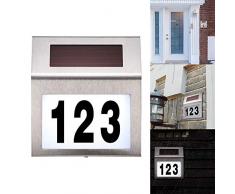 Solar-Hausnummernlampe, Lemombest Solarbetriebene Türschild-Nummer Licht IP65 Wasserdichter Edelstahl (1)