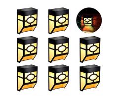 Draussen Solar Wandleuchten - LED Solar Wandlampe Europäisch Wasserdicht Solarbetrieben Gartenleuchten für Hof, Zaun, Garage, Patio Dekoration (Warmweiß, 8 Stücke)