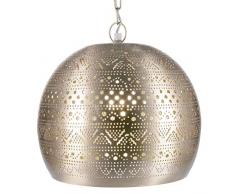 Orientalische Lampe Pendelleuchte Herera 30cm Silber E27 Lampenfassung | Marokkanische Design Hängeleuchte Leuchte | Orient Lampen für Wohnzimmer, Küche oder Hängend über den Esstisch
