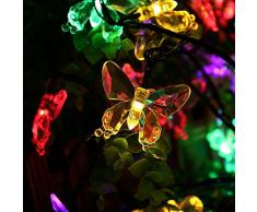 Salcar 5 Meter Solar LED Lichterkette 20 bunten Schmetterlinge Deko Beleuchtung für Weihnachten, Party, Festen, 2 Leuchtmodi (RGB) [Energieklasse A++]