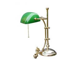 Bankerlampe Bankers Lamp Schreibtischlampe Messing mit grünem Glasschirm (2131)