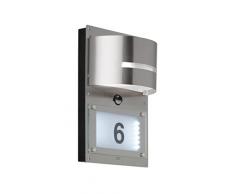 WOFI Hausnummernleuchte, Metall, E27, 14.7 W, Edelstahl Gebürstet Roh, 12.5 x 22 x 32 cm