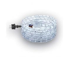 GEV LED-Lichtschlauch Set 230 V, steckerfertig, für Innen und Außenbereich, Party, Weihnachten, Leuchtdekoration, IP 44, Plastik, Kaltweiß, 9000 x 1,3 x 1,3 cm