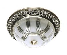 Jugendstil Deckenleuchte (Ø33cm, Jugendstil, Weiß, Messing, Halbkugel-Form, Ornament, 2-flammig) Messingleuchte Jugendstilleuchte Innenleuchte Flurlampe Deckenlampe