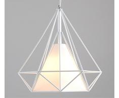 icase4u® Vogelkäfig Kronleuchter vintage lamp Innenleuchten Weinleselampe Pyramide kreativen Schmiedeeisen Restaurant Lampen skandinavischen modernen minimalistischen (Weiß-28cm)