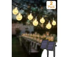 [2 Stück] LED Lichterkette Außen, kolpop Solar Lichterkette Aussen 4.5M 30 LED Kristallkugeln Lichterkette Wasserdicht Balkon Lichterkette 8 Modus Solarlichterkette Deko für Garten/Terrasse/Hochzeit