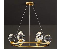 Dimmbar LED Lampe Höhenverstellbare Moderne Kristall Deckenleuchte Leuchter Wohnzimmer Messing Ring Leuchte Hängeleuchte Transparent Diamant Lichterkette Hängende Lichter 6×5.5W Küchen Insel Esstisch