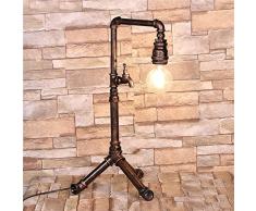 Raelf Weinlese Steampunk Schmiedeeisen Stehleuchte Tischlampe Nostalgische Eisen Land Rohrstehlampe E27 Edison Antike Tischlampe Studie Kinderzimmer Dekoration Desktop-Laterne