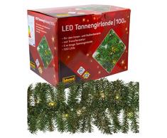 Idena 31814 LED Tannengirlande mit 100 LED warm weiß, ca. 25 cm x 5 m (ohne Draht)