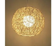 Pendelleuchte Rustikalen Rattan Balkon Lampen Hand Gewebt Rattan Pendelleuchten E27 Licht Stehen (Glühbirne Nicht im Lieferumfang Enthalten)