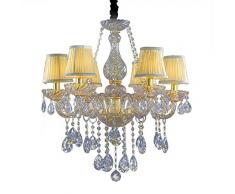 Pendelleuchte Modern Kristalllüster Wohnzimmer Esszimmer Kronleuchter Deckenleuchte Glas Kerzenleuchter Beleuchtung 6 Armen Mit Lampenschirm