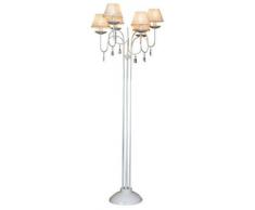 Casa Padrino Barock Stehleuchte mit Glaskristallen, Weiss, 6 Flammige Stehleuchte Höhe: 157 cm, Durchmesser 58 cm - floor lamp