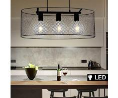 Decken Pendel Lampe Filament Retro Geflecht Hänge Strahler Leuchte schwarz im Set inkl. LED Leuchtmittel