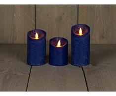 Coen Bakker 3er Set Kerze LED Echtwachskerze 10 cm + 12,5 cm + 15 cm Kerze Ø 7,5 cm viele Farben mit Timer flackender Docht Wachskerze Kerzen, Farbe:Antik Blau