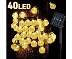 40LED Solar Garten Lichterkette Kristall, Solar Lichterkette Außen Warmweiß für Garten, Bäume, Terrasse, Weihnachten, Hochzeiten, Partys, Innen und außen