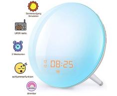 Wake Up Licht Lichtwecker Sonnenaufgang Sonnenuntergang Simulation FM Radio Wecker für Erwachsene & Kinder