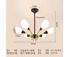 Moderne LED-Kronleuchter Beleuchtung Schmiedeeisen Glas Wohnzimmer Pendelleuchten Schlafzimmer Esszimmer Hängelampen, kaltes Weiß, 6 Köpfe