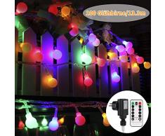 Led lichterkette außen und ihnen bunt, GreenClick 13m 100 Leds Glühbirne Lichterkette mit Fernbedienung Timer,8 Modi Globe Lichterkette outdoor und outdoor, deko für Party Balkon Hochzeit Weihnachten