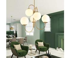 Pendelleuchte Glas hängeleuchte esstisch hängelampe weiß kronleuchter E27 modern Messing aus Metall Leuchter lüster deckenleuchte Wohnzimmer esszimmer Restaurant Schlafzimmer kugel Leuchter