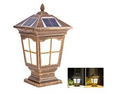ZMLG LED Zaunlichter Solar Pfosten, Rustikalen Außen Pfostenleuchte IP65 wasserdichte Aussenleuchte Aluminium und Acryl Retro Gartenleuchte mit Fernbedienung für Garten, Quadrat, Wand