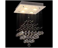 WHL.HH Einbau-LED-Quadrat Pendelleuchte, transparent Kristalldeckenlampe K9 Wohnzimmer Schlafzimmer Esszimmer Flur Treppe