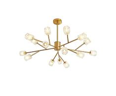 15-lichter Kristall Kronleuchter Messing-finish Pendelleuchte Modernen Chic Deckenleuchte Shade Kristall Hängendes Licht Einfache Montage Beleuchtungsleuchte Lampe Golden 15 Flammig