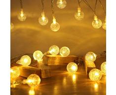 40 LED Lichterkette, ECOWHO 4,4M Warmweiße Kugel Lichterkette Batterie, 8 Modis Ip65 Wasserdicht Lichterketten für Zimmer, Lichterkette Außen für Ihnen, Balkon, Outdoor, Halloween & Weihnachen Deko