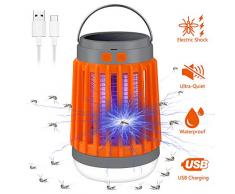 Vivibel Insektenvernichter Elektrisch 3 In 1 UV Moskito Killer Lampe Campinglampe Blitzlicht Insektenlampe Zeltlampe Solar und USB Aufladung Elektrisch Mückenfalle Mückenlampe für Innen Außen-1
