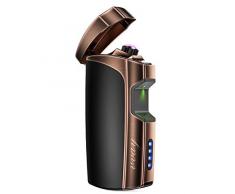 VVAY Lichtbogen Feuerzeug, Elektro Plasma Arc Sturmfeuerzeug USB Wiederaufladbar, Flammenloses Windfestes, E Feuerzeug (Schwarz)