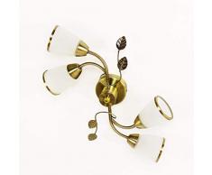 Dekorative Deckenleuchte Jugendstil Glas Metall in Bronze antik Weiß Deckenlampe Schlafzimmer Wohnzimmer