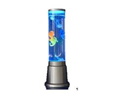 Wassersäulen Lampe, Wasserlampe, Dekolampe mit 3 Seepferdchen, 3 Quallen und Netzteil. Farbspiel.