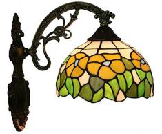 XUANQING Wandwandleuchte, gelb Garten Blumen handbemalte Glaswandleuchte mit Schirm 8 Zoll for Korridor Korridor for Balkon