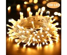 BrizLabs LED Lichterkette 22m 200er Warmweiß Lichterketten Strombetrieben Weihnachtsbeleuchtung mit 8 Modi EU Stecker für Weihnachten Innen Außen Hochzeit Party Haushalt Zimmer Garten Halloween Deko