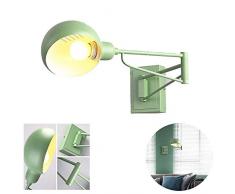 Nordic Rocker Wandlampen, Moderne Minimalistische LED Schmiedeeisen Blau/Grau/Grün/Gelb Cartoon Wandleuchte Kreative Junge Mädchen Lesen Versenkbare Wandleuchte (Color : Green)