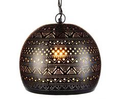 Orientalische Lampe Pendelleuchte Herera 30cm Schwarz E27 Lampenfassung | Marokkanische Design Hängeleuchte Leuchte | Orient Lampen für Wohnzimmer, Küche oder Hängend über den Esstisch