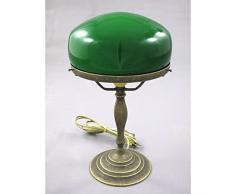 GR Pilzlampe Bankerlampe Messing grüner Pilz Schirm Schreibtischlampe