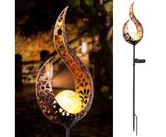 TiooDre Garten-Solarlicht, LED-Herz-Form-Solarleuchten Solid/höhlten Flamme Lampe Eisen im Freien Lampenkontrolle Induktions-Lampe