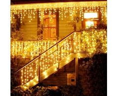 LED Lichtervorhang, LED Lichterkette, 216 LED 5M Eisregen/Eiszapfen Lichterkette, LED String Licht, Lichterkettenvorhang, Weihnachtsbeleuchtung, Weihnachtsdeko Christmas INNEN und AUSSEN, Warmweiß