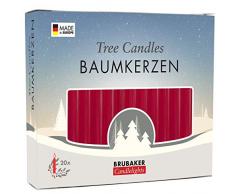 Brubaker 20er Pack Baumkerzen Wachs Weihnachtskerzen Pyramidenkerzen Christbaumkerzen Dunkelrot