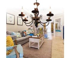 Generic Savada Pendelleuchte, Antik Industrie Hängeleuchte Klassische Kerze Pendellampe, E14 Schmiedeeisen Retro Hängelampe Landhausstil Wohnzimmer Einfach 5heads