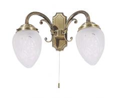 Edle Wandleuchte in Bronze Jugendstil inkl. 2x 3W E14 LED Wandlampe aus Metall & Glas für Wohnzimmer Schlafzimmer Flur Lampen Leuchte Beleuchtung innen