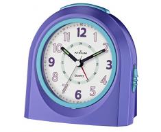 ATRIUM Wecker analog lila ohne Ticken mit Licht und Snooze, Schlummerfunktion Quarz-Wecker A921-8