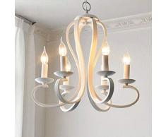 ChenTeShangMao Kronleuchter, LED 6 Flamme Eisen-Leuchter Weiß Schwarz Vintages Wohnzimmer Schlafzimmer Esszimmer, Weiß, nordisch