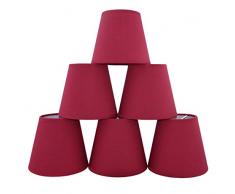 Doooitlight Set mit 6 Clip-Lampenschirmen für Lampen, Leuchten, Kronleuchter rot