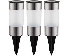 3er Set LED Solar Lampe Edelstahl Außen Garten Weg Steck Leuchte Globo 33254-3